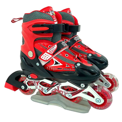 Ролики раздвижные размер 34-37 со светом Dvizhok 141V-670-8 черно красные 1